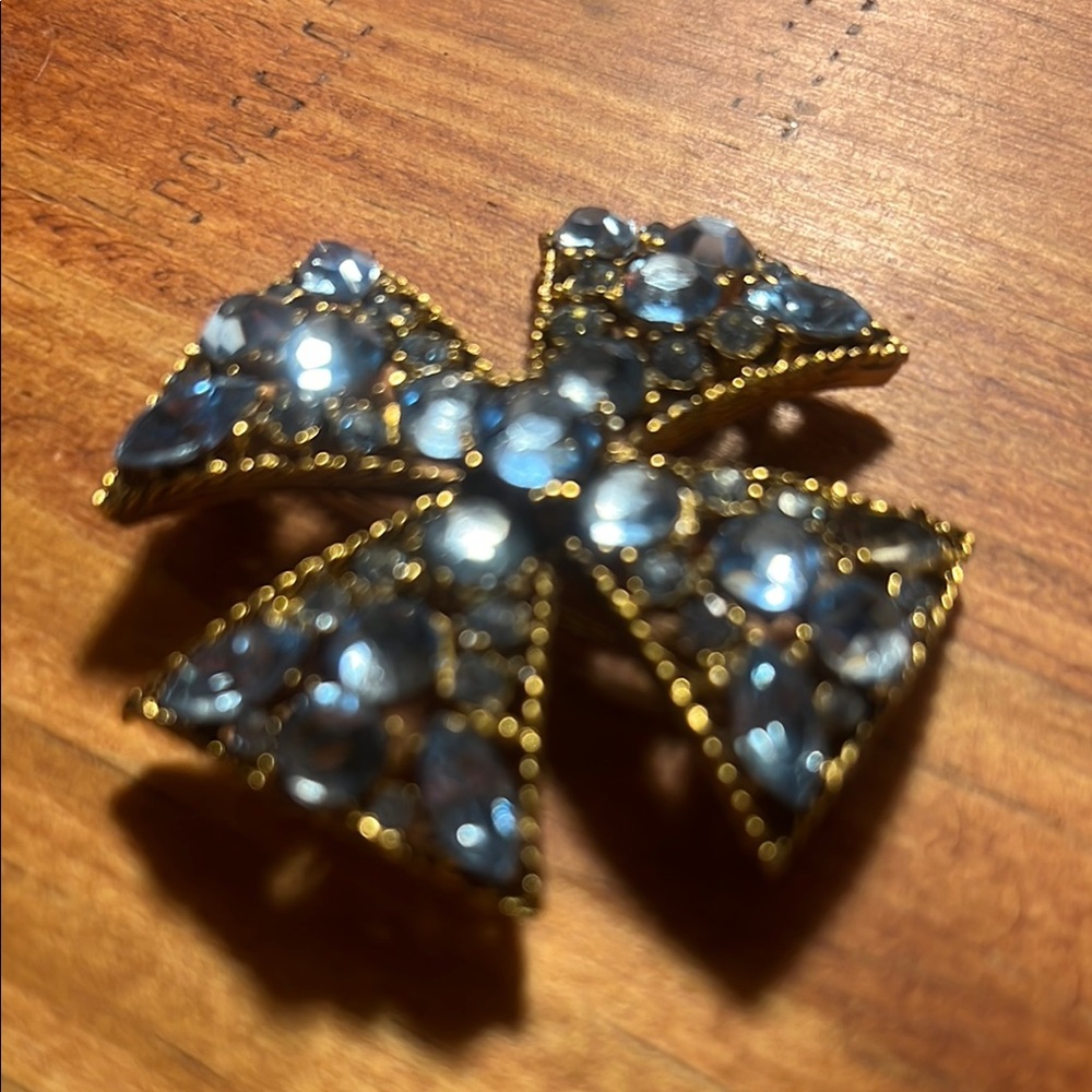 Gold and Blue Jeweled Brooch